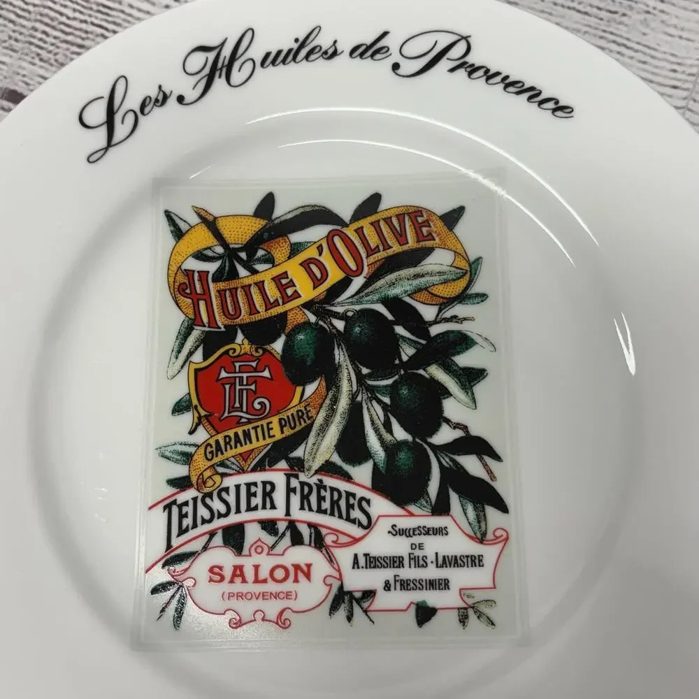 Kiss That Frog Les Huiles De Provence Olive Oil Label Plates Set of 4 French